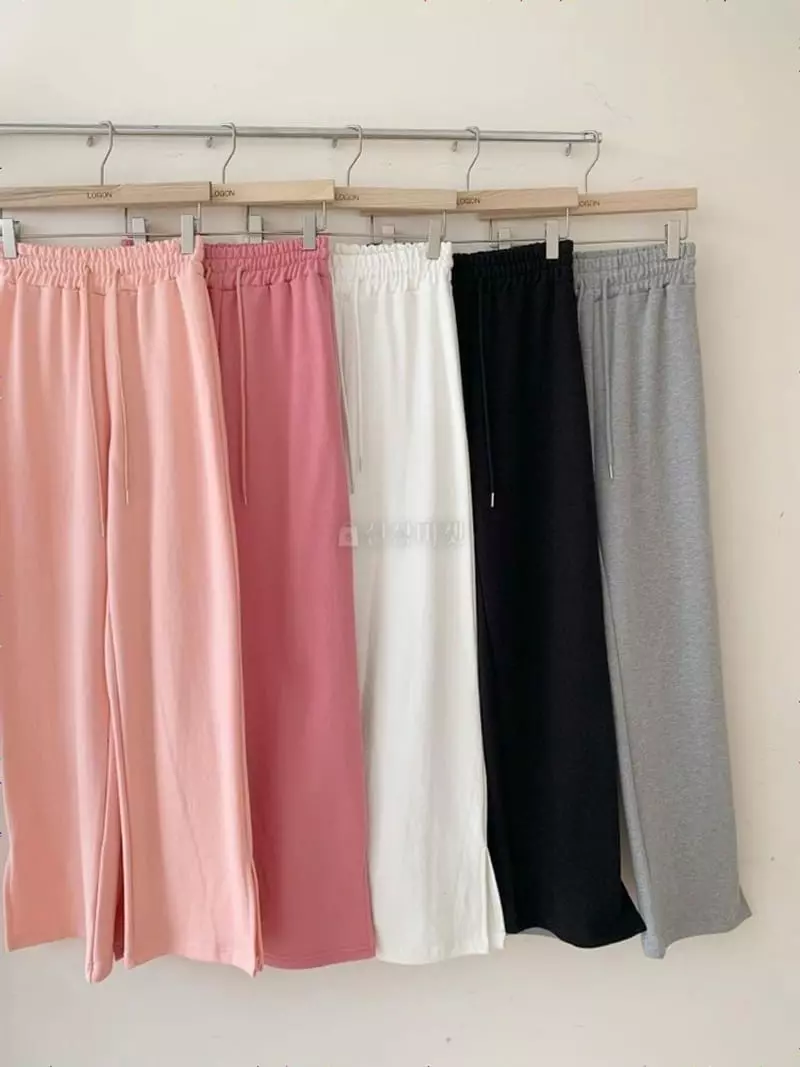 Logon - Korean Women Fashion - #momslook - Terry Slit Pants - 6