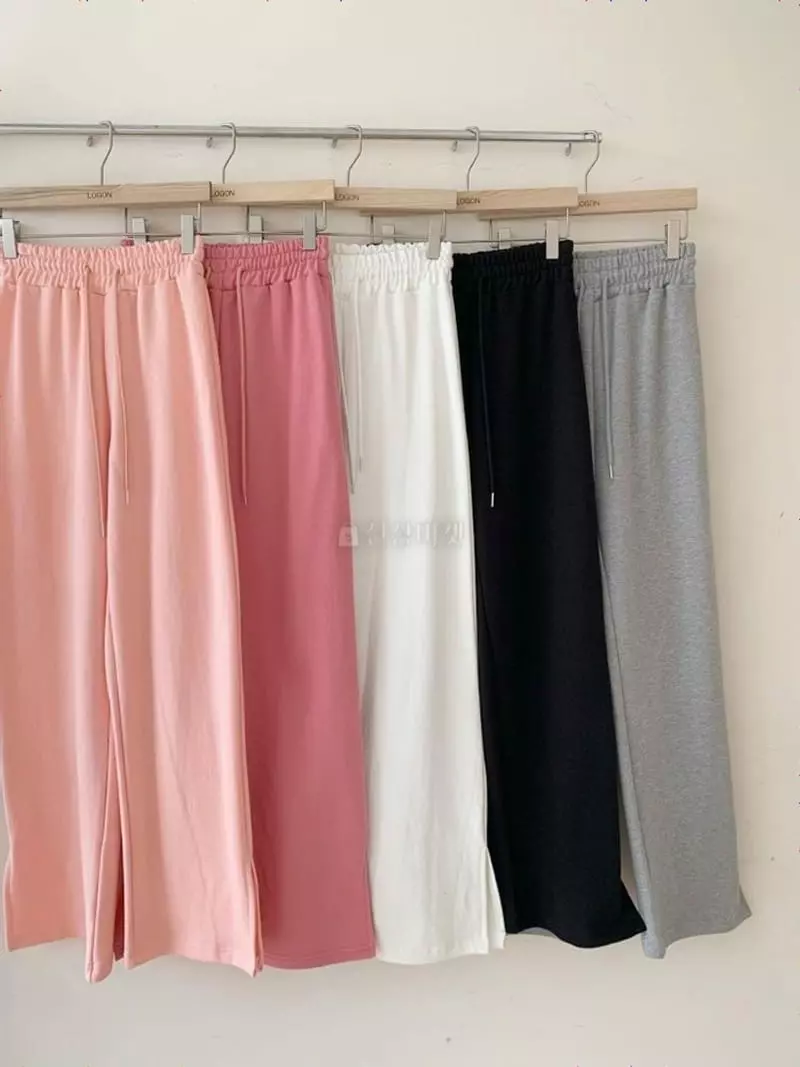 Logon - Korean Women Fashion - #momslook - Terry Slit Pants - 8