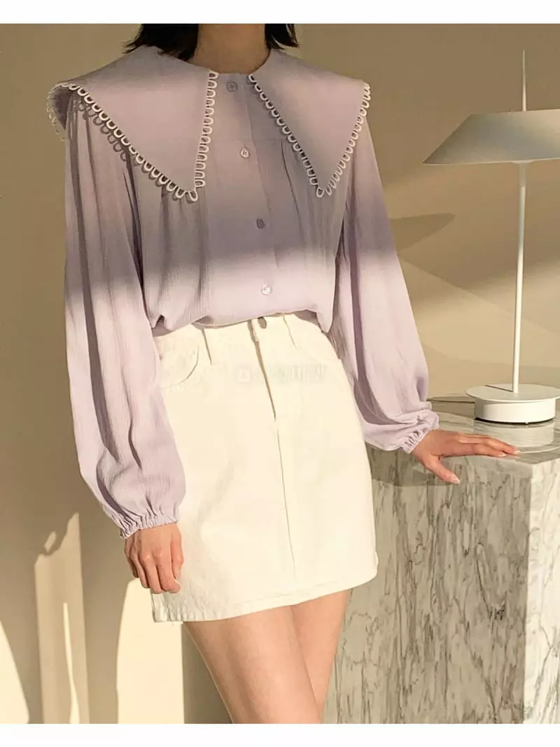 Logon - Korean Women Fashion - #momslook - Big Collar Blouse - 9