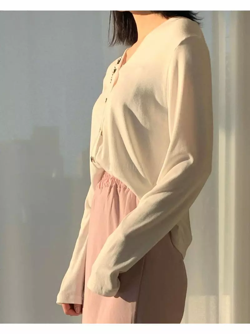 Logon - Korean Women Fashion - #momslook - Color Rib Cardigan - 12