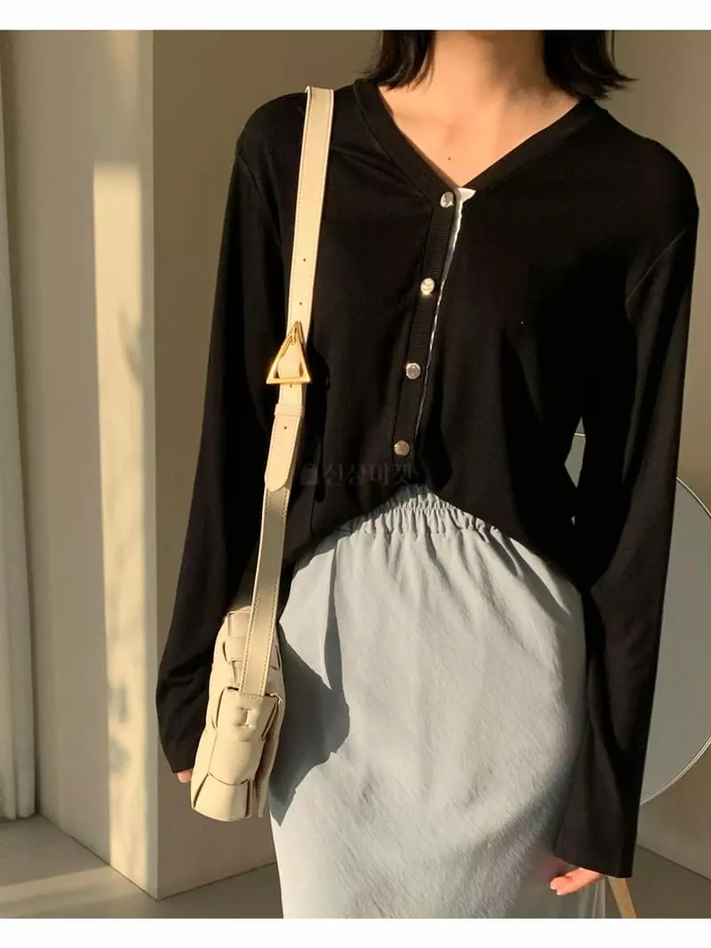 Logon - Korean Women Fashion - #momslook - Color Rib Cardigan - 6