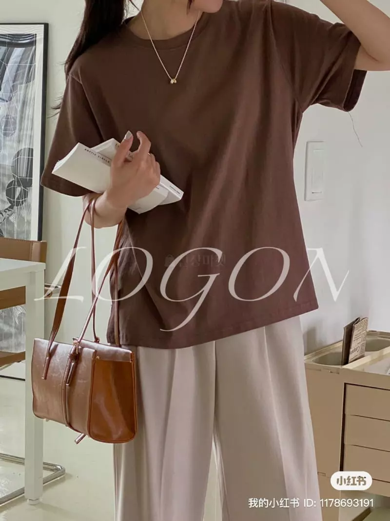 Logon - Korean Women Fashion - #momslook - Color Short Sleeves Tee - 11