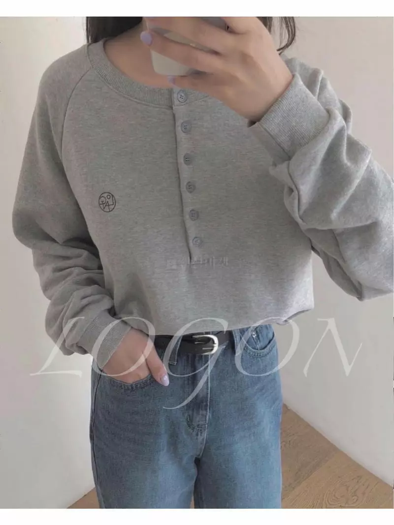 Logon - Korean Women Fashion - #momslook - Half Open Sweatshirt - 12