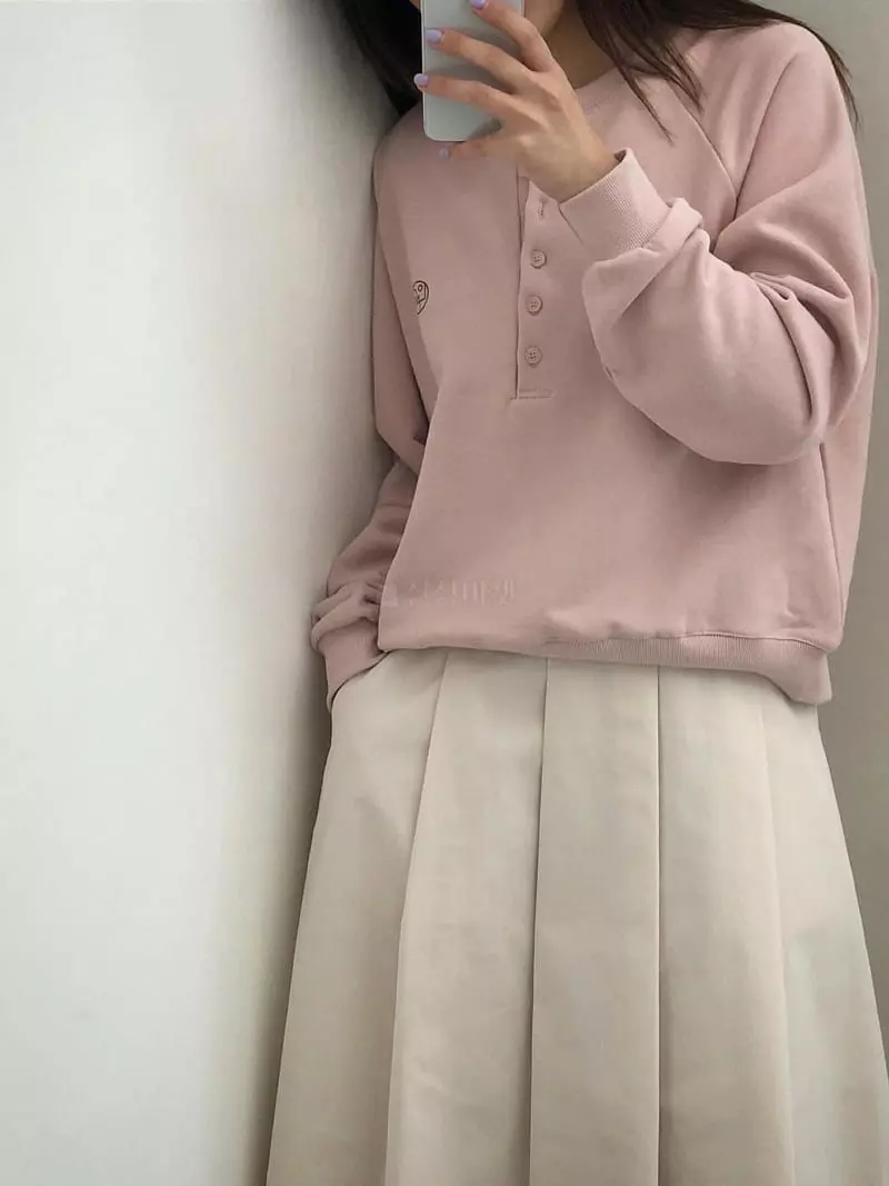 Logon - Korean Women Fashion - #momslook - Half Open Sweatshirt - 8