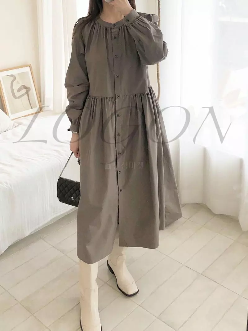 Logon - Korean Women Fashion - #momslook - Shirring One-piece - 7