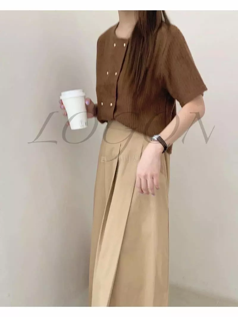 Logon - Korean Women Fashion - #momslook - Double Short Sleeves Knit Tee - 3