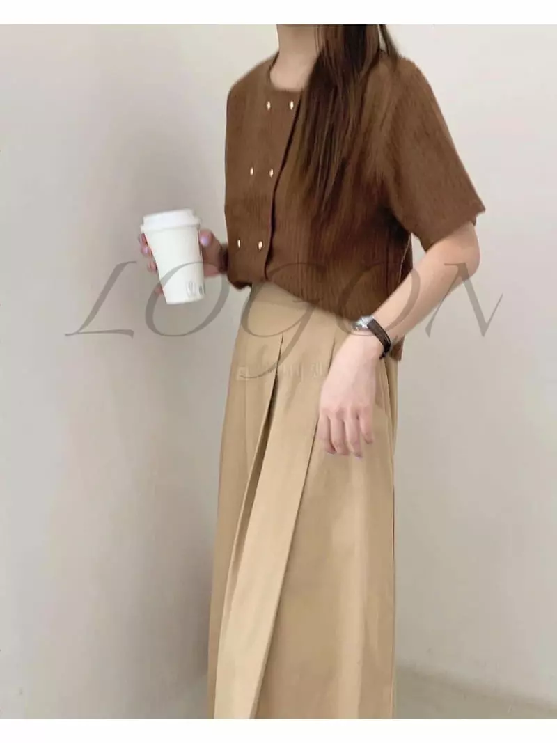 Logon - Korean Women Fashion - #momslook - Double Short Sleeves Knit Tee - 6