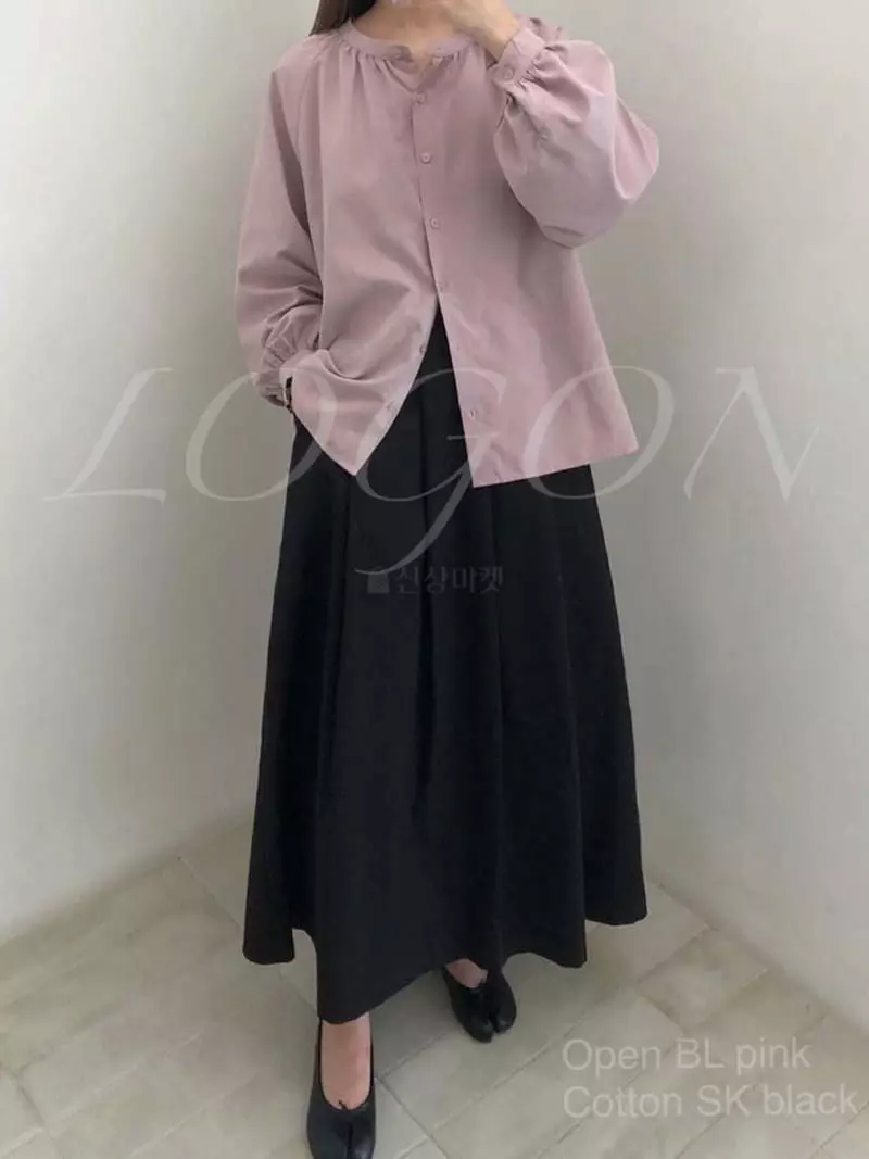 Logon - Korean Women Fashion - #momslook - Peach Shirring Blouse - 2