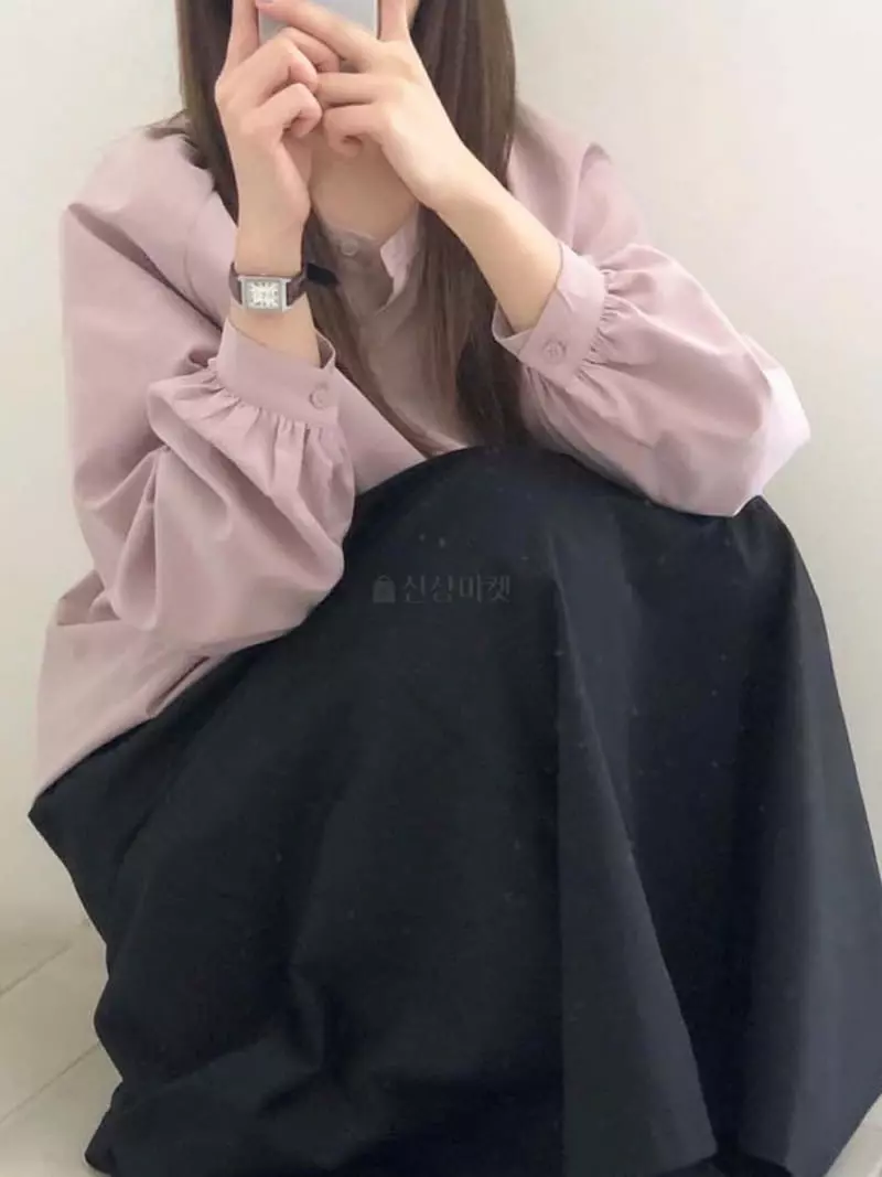 Logon - Korean Women Fashion - #momslook - Peach Shirring Blouse - 5