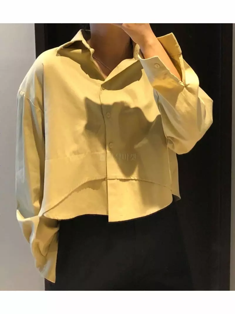 Logon - Korean Women Fashion - #momslook - Wave Crop Shirt - 7