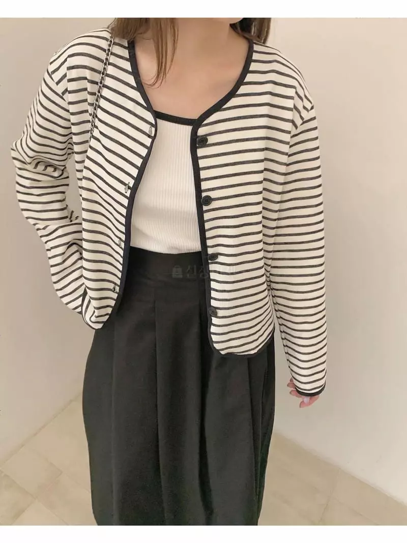 Logon - Korean Women Fashion - #momslook - Stripes Cardigan - 6