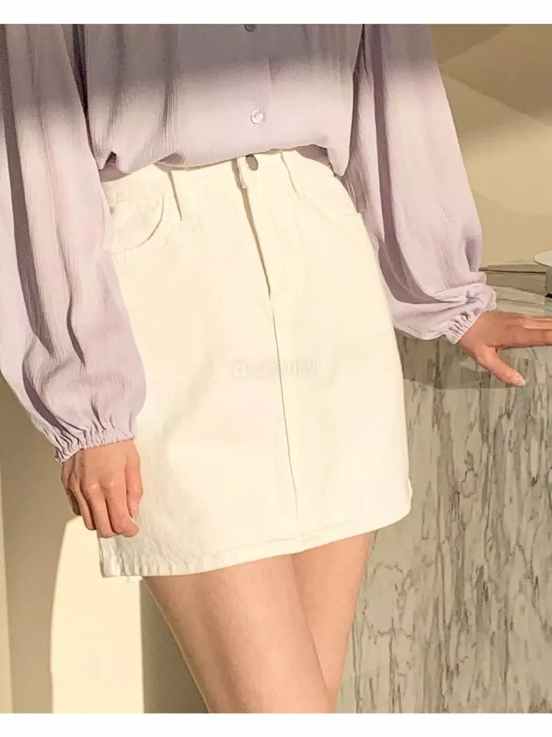 Logon - Korean Women Fashion - #momslook - Mini Denim Skirt - 6