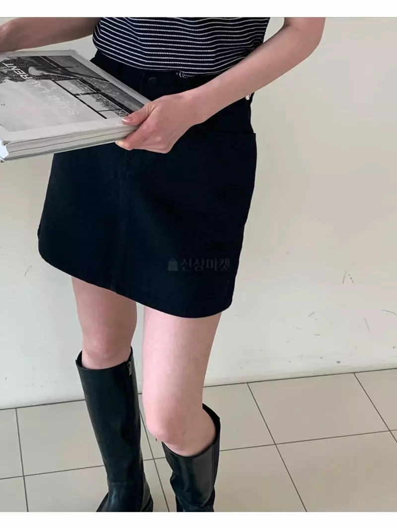 Logon - Korean Women Fashion - #momslook - Mini Denim Skirt - 8