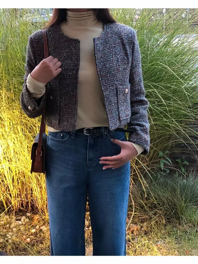 Logon - Korean Women Fashion - #pursuepretty - Twid Crop Jacket - 2