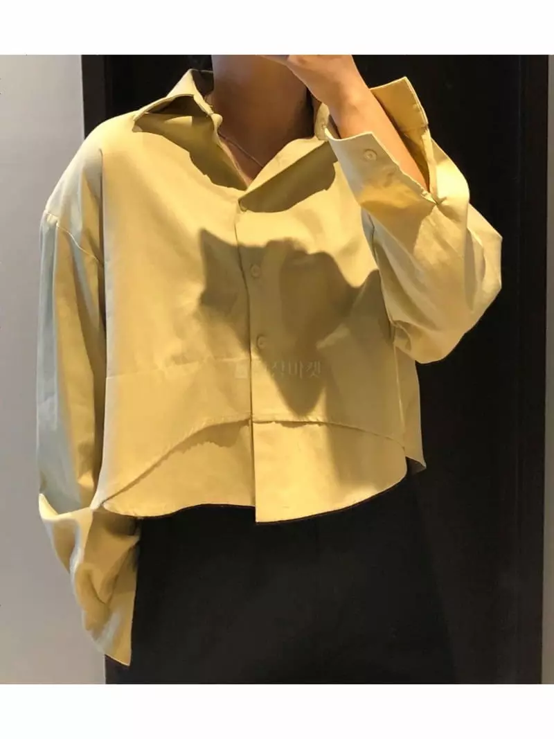Logon - Korean Women Fashion - #pursuepretty - Wave Crop Shirt