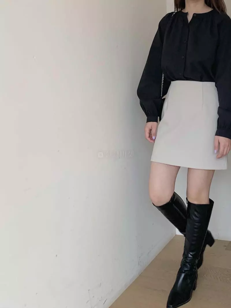 Logon - Korean Women Fashion - #restrostyle - Peach Shirring Blouse - 11