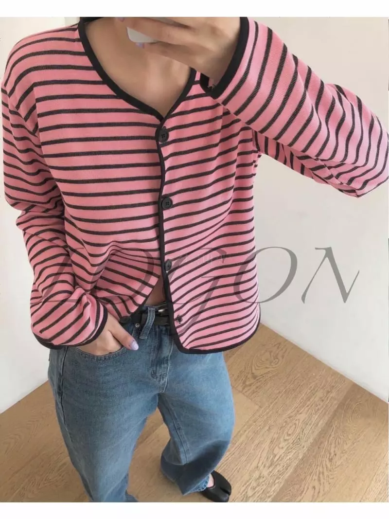 Logon - Korean Women Fashion - #romanticstyle - Stripes Cardigan - 2