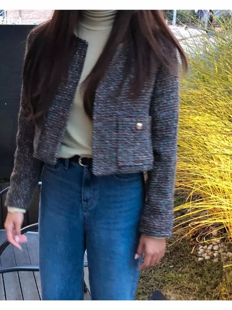 Logon - Korean Women Fashion - #shopsmall - Twid Crop Jacket - 11