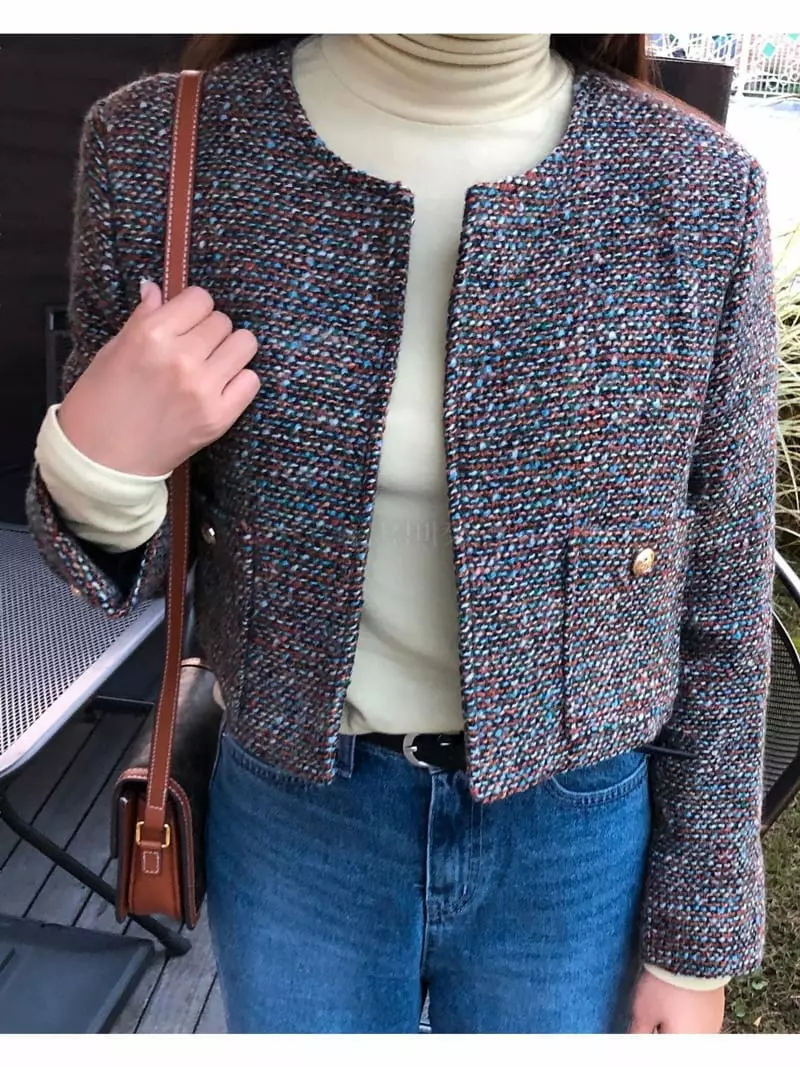 Logon - Korean Women Fashion - #shopsmall - Twid Crop Jacket - 5
