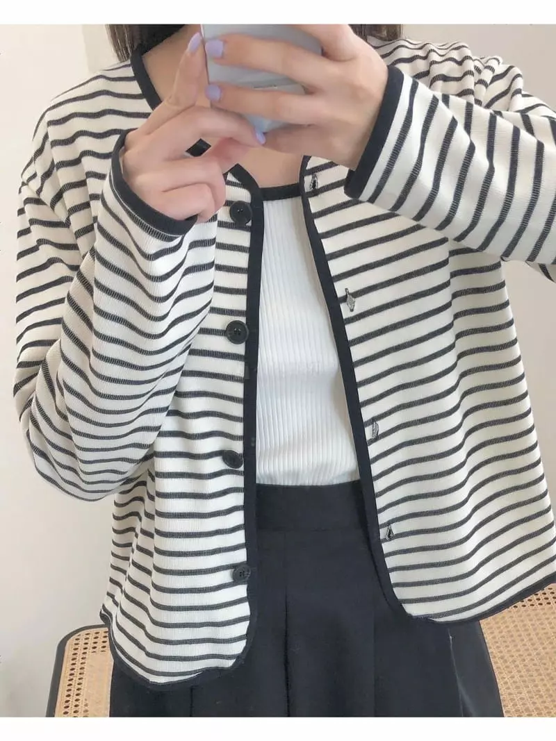 Logon - Korean Women Fashion - #thelittlethings - Stripes Cardigan - 5