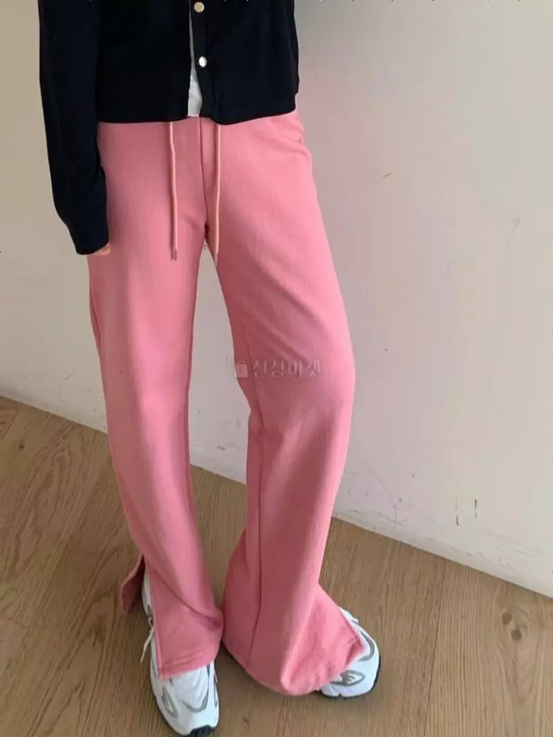 Logon - Korean Women Fashion - #womensfashion - Terry Slit Pants - 11
