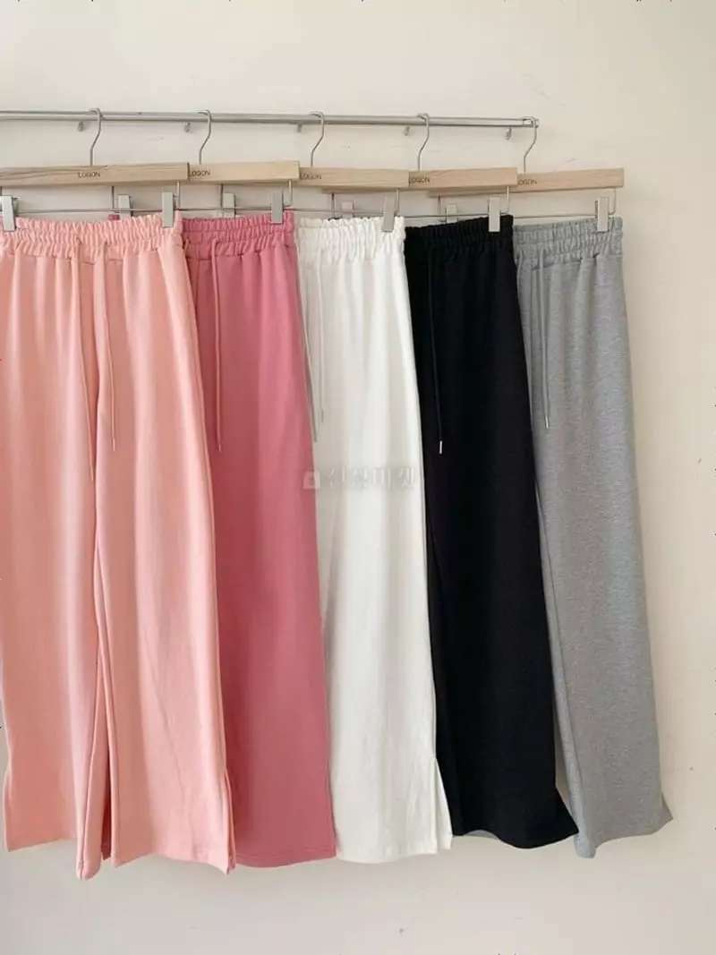 Logon - Korean Women Fashion - #womensfashion - Terry Slit Pants - 3
