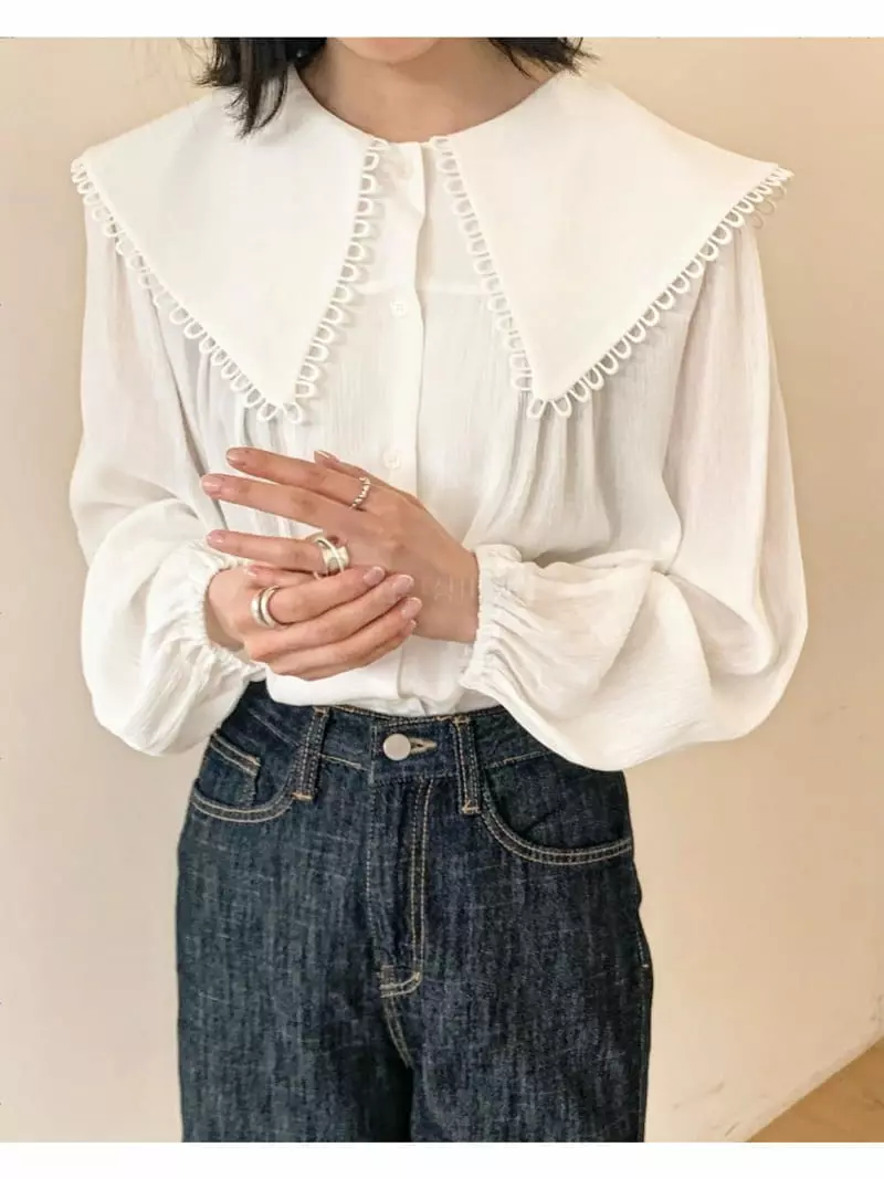 Logon - Korean Women Fashion - #womensfashion - Big Collar Blouse - 10