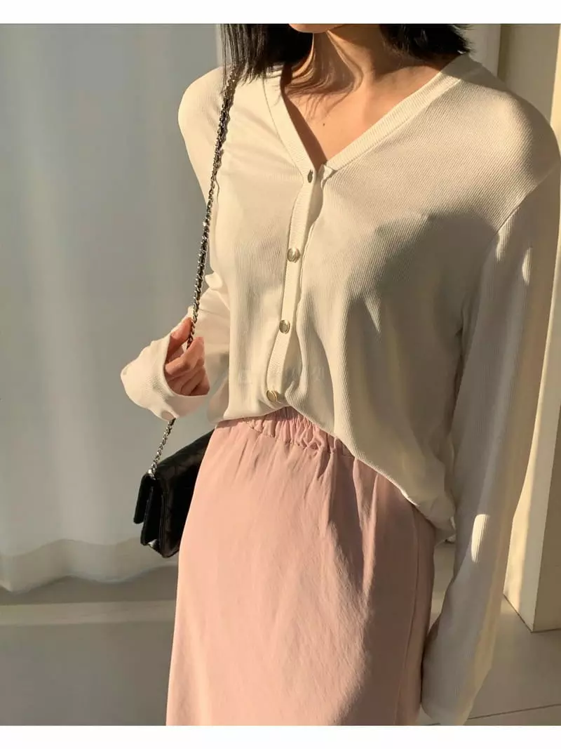 Logon - Korean Women Fashion - #womensfashion - Color Rib Cardigan - 3