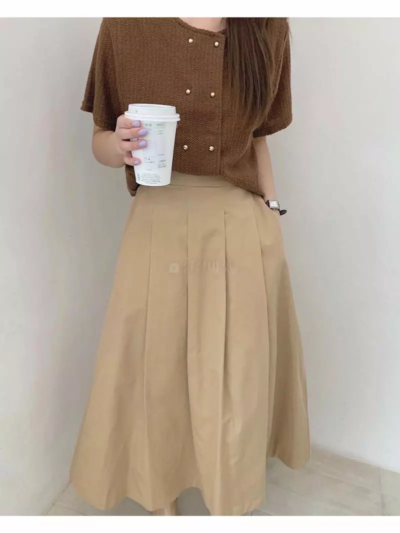 Logon - Korean Women Fashion - #momslook - Double Short Sleeves Knit Tee - 4