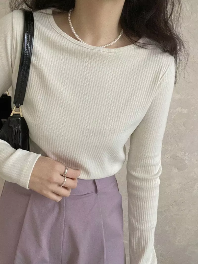 Logon - Korean Women Fashion - #womensfashion - Rib Sasun Knit Tee - 2
