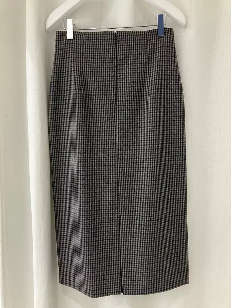 Loringrei - Korean Women Fashion - #momslook - B Check Wool Skirt - 7