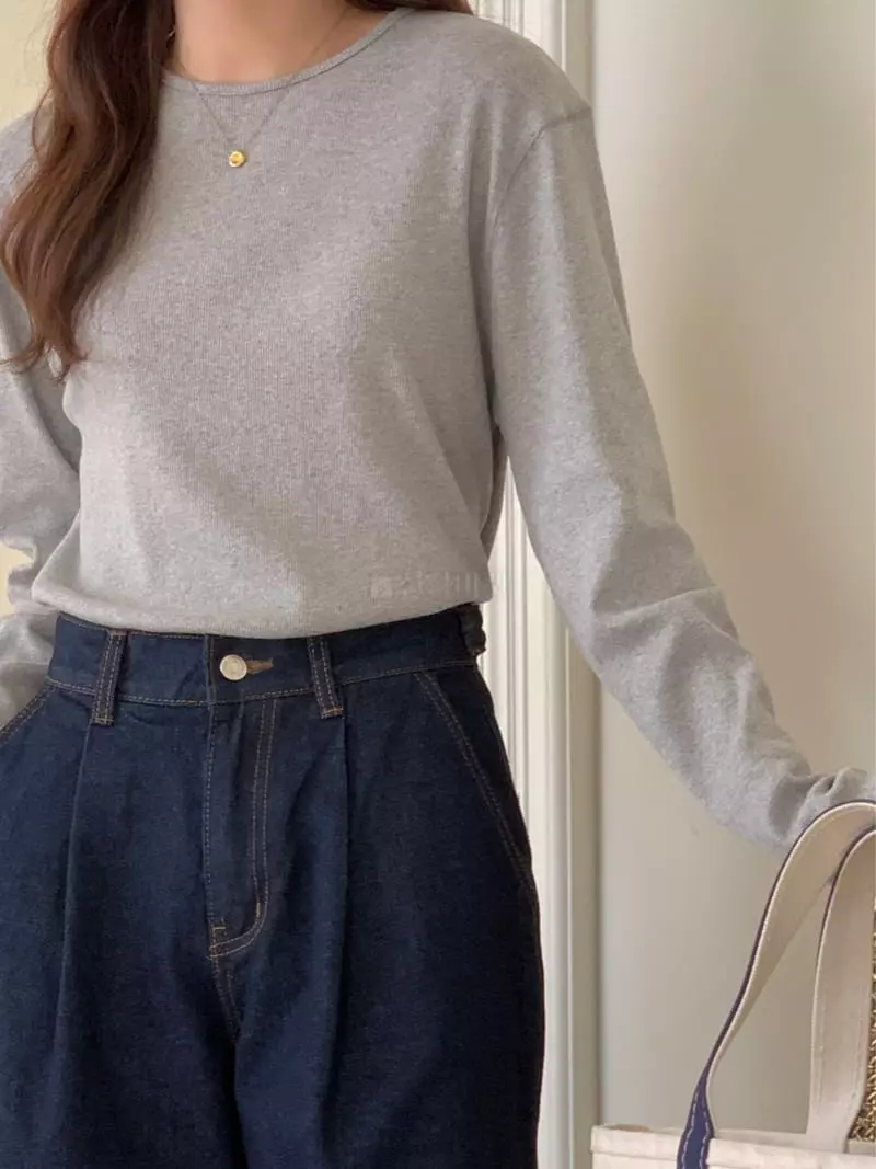 Loringrei - Korean Women Fashion - #momslook - Rose Rib Tee - 2