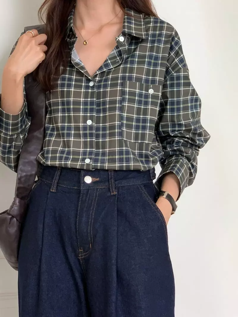 Loringrei - Korean Women Fashion - #momslook - Ber Check Shirt - 2