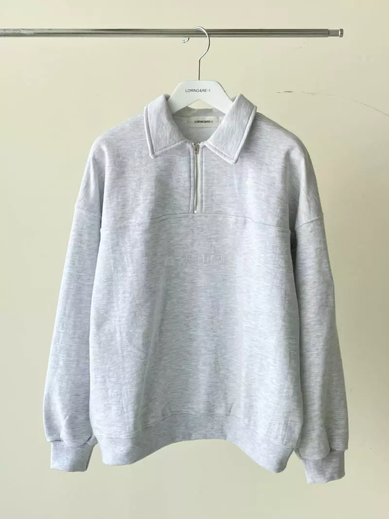Loringrei - Korean Women Fashion - #momslook - Terry Collar Zip-up Sweatshirt - 7