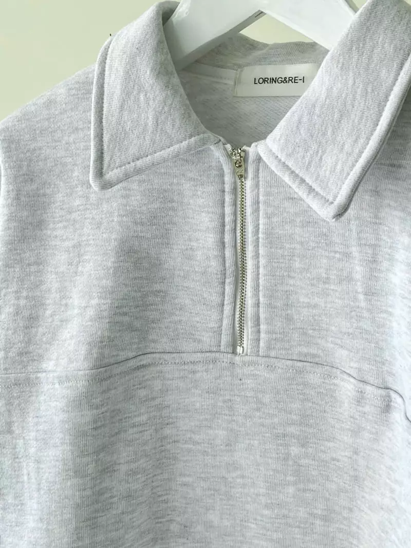 Loringrei - Korean Women Fashion - #momslook - Terry Collar Zip-up Sweatshirt - 8