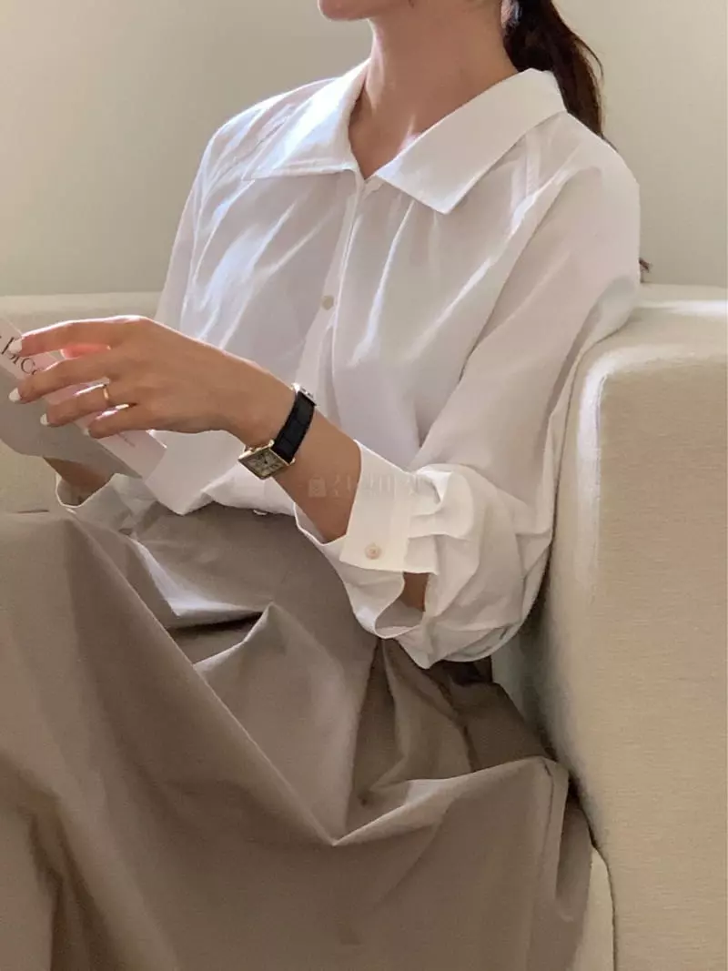 Loringrei - Korean Women Fashion - #momslook - Collar Shirring Blouse - 3