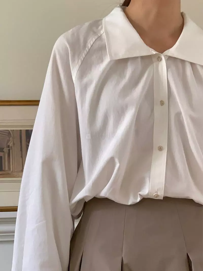 Loringrei - Korean Women Fashion - #momslook - Collar Shirring Blouse - 5