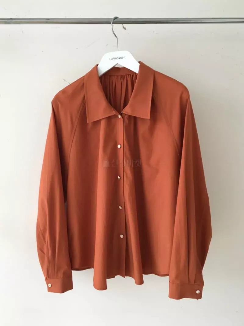 Loringrei - Korean Women Fashion - #momslook - Collar Shirring Blouse - 7