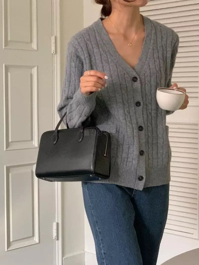Loringrei - Korean Women Fashion - #momslook - Classic Cable Cardigan - 2