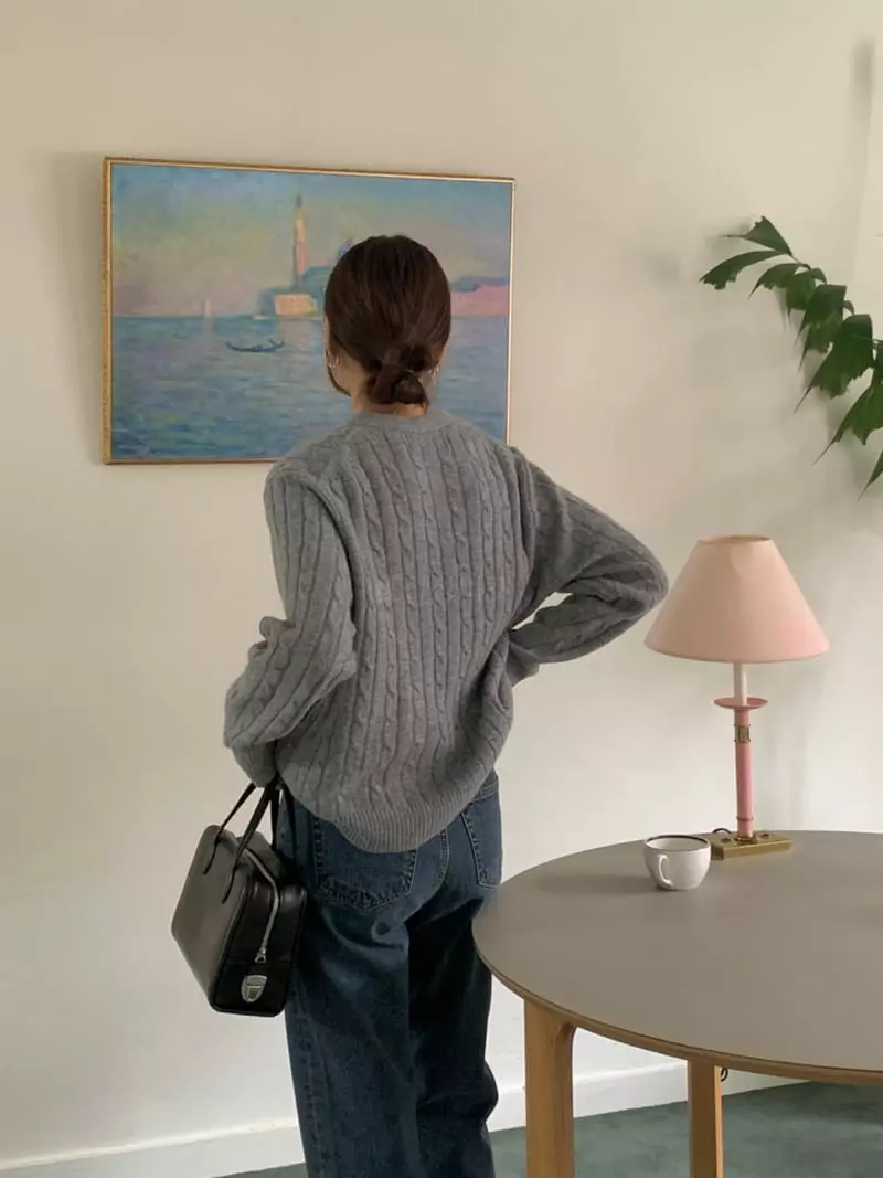 Loringrei - Korean Women Fashion - #momslook - Classic Cable Cardigan - 3