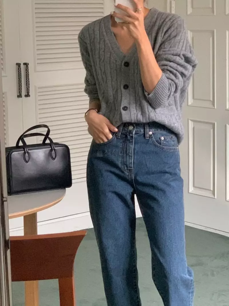 Loringrei - Korean Women Fashion - #momslook - Classic Cable Cardigan - 4