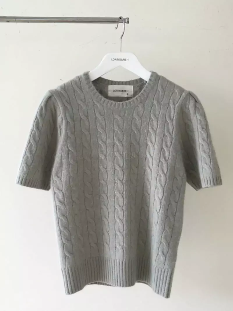 Loringrei - Korean Women Fashion - #restrostyle - Cable Shirring Knit Tee - 10