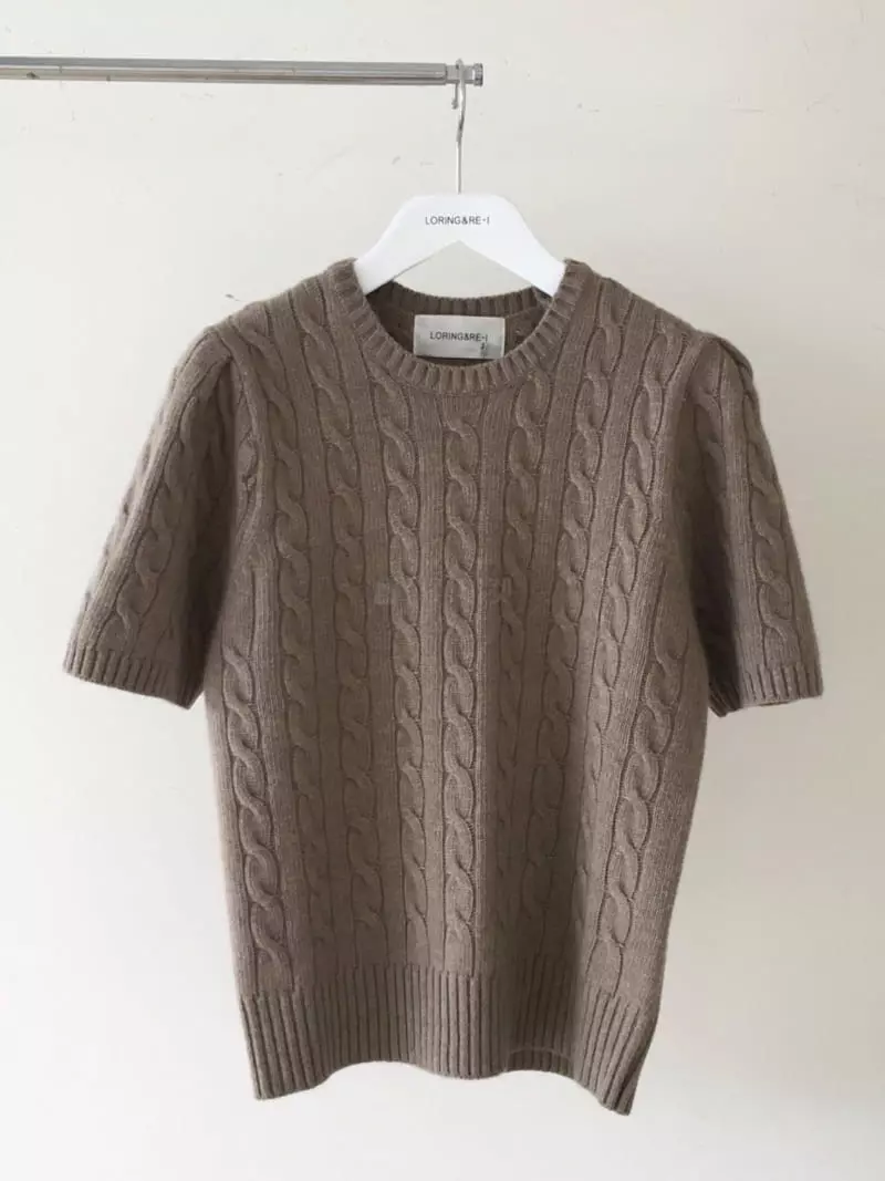 Loringrei - Korean Women Fashion - #romanticstyle - Cable Shirring Knit Tee - 11