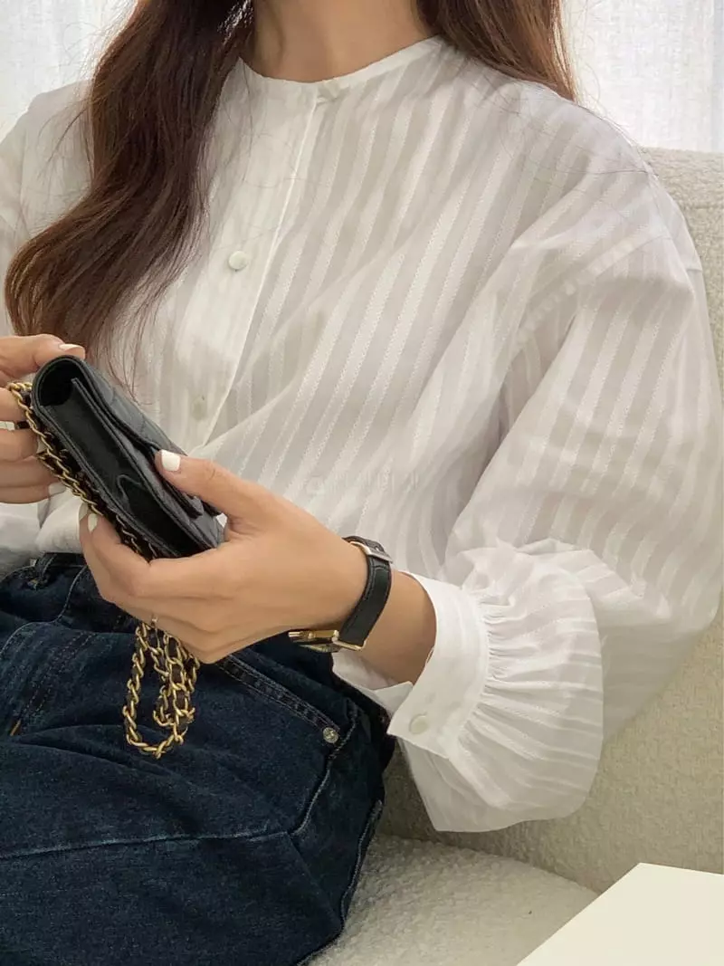 Loringrei - Korean Women Fashion - #thatsdarling - R Embroidery Blouse - 2