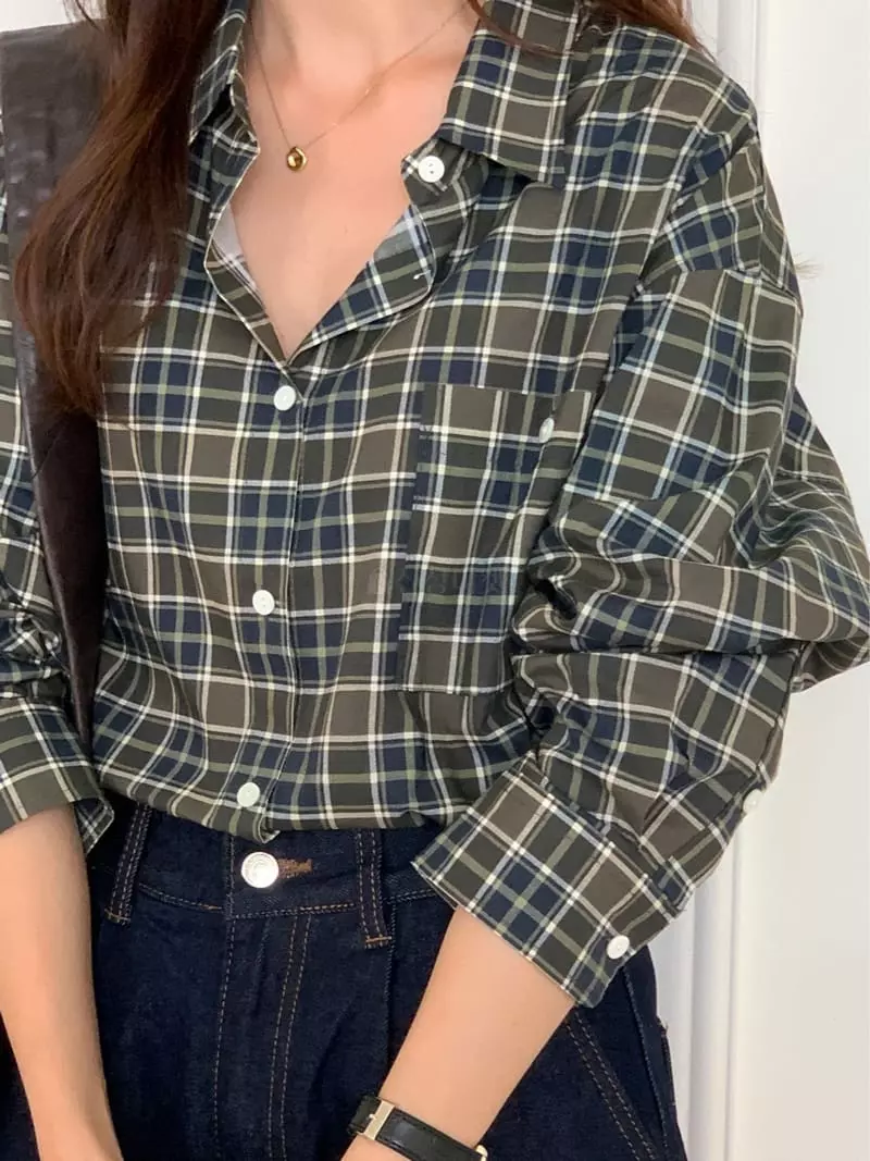 Loringrei - Korean Women Fashion - #womensfashion - Ber Check Shirt