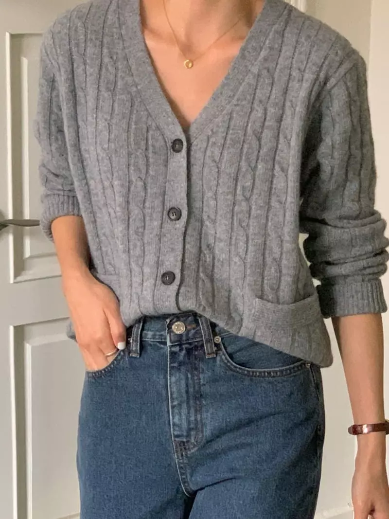 Loringrei - Korean Women Fashion - #womensfashion - Classic Cable Cardigan