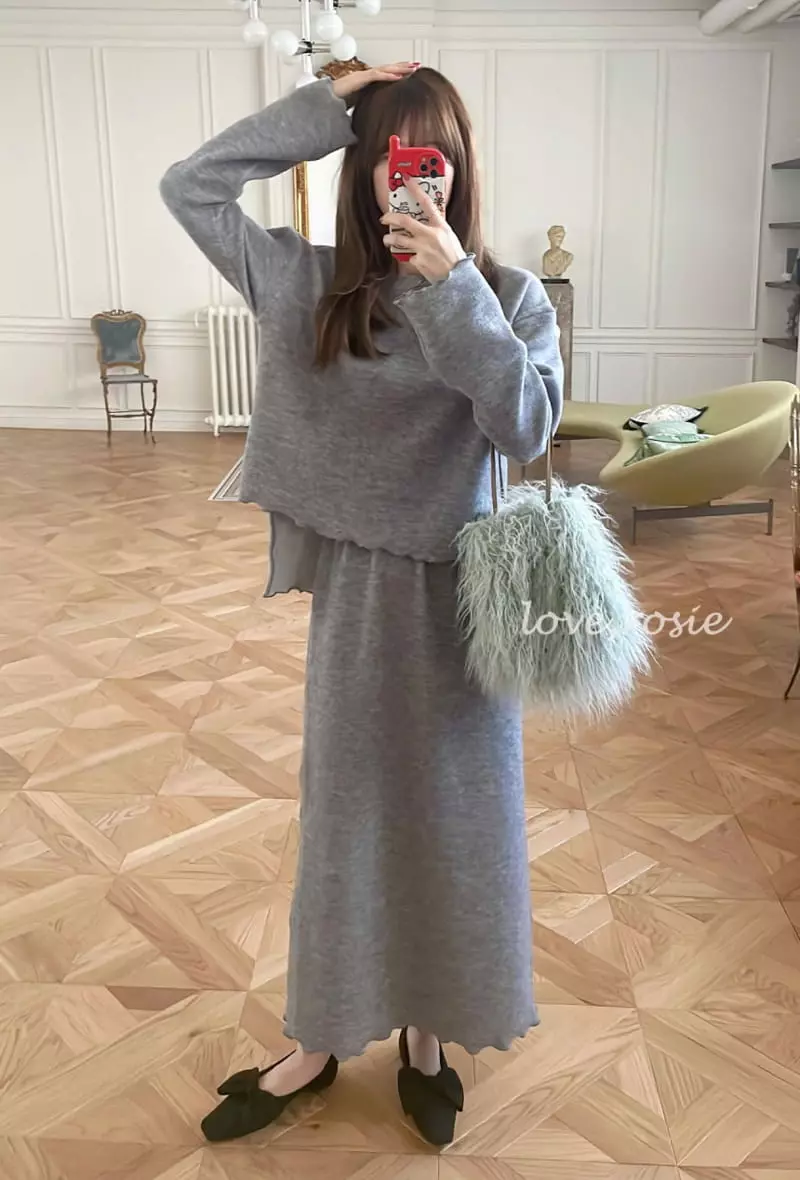 Love Rosie - Korean Women Fashion - #momslook - Knit Long Skirt Set Mom - 2