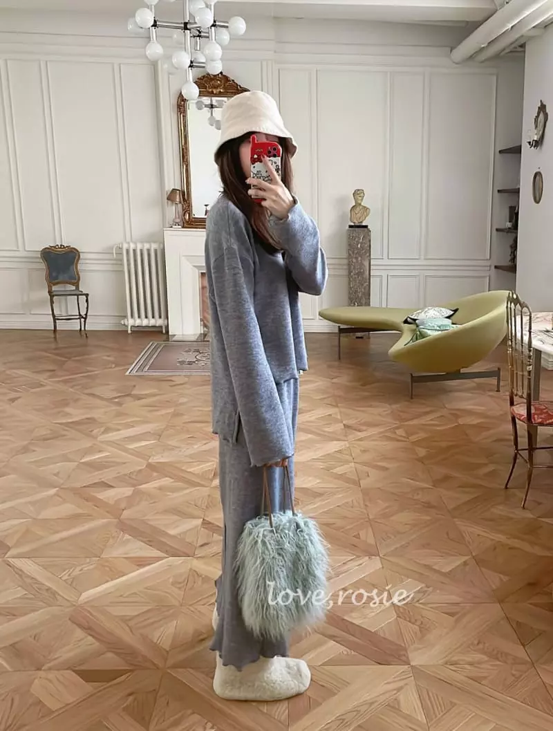 Love Rosie - Korean Women Fashion - #womensfashion - Knit Long Skirt Set Mom - 3