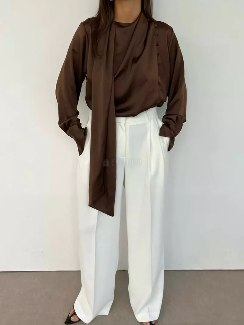Lowburn - Korean Women Fashion - #momslook - Scarf Blouse - 11