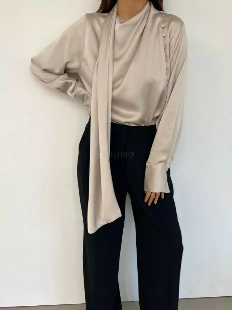 Lowburn - Korean Women Fashion - #momslook - Scarf Blouse - 5